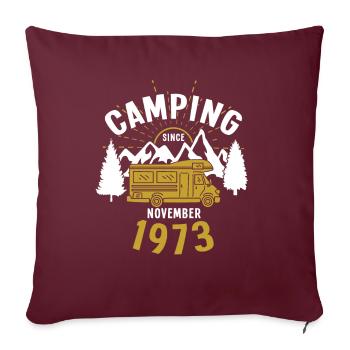 Anniversaire: Camping depuis novembre 1973 Camping-car - Housse de coussin décorative 45 x 45 cm - bordeaux - Devant