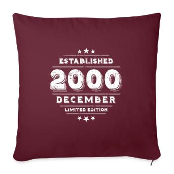 Anniversaire en décembre 2000 - décembre - Housse de coussin décorative 45 x 45 cm - bordeaux - Devant