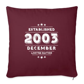 Anniversaire en décembre 2003 - décembre - Housse de coussin décorative 45 x 45 cm - bordeaux - Devant