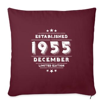 Anniversaire en décembre 1955 - décembre - Housse de coussin décorative 45 x 45 cm - bordeaux - Devant