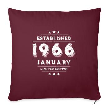 Anniversaire en janvier 1966 - janvier - Housse de coussin décorative 45 x 45 cm - bordeaux - Devant