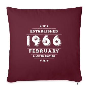 Geburtstag im Februar 1966 - February - Sofakissenbezug 45 x 45 cm - Burgunderrot - Vorne