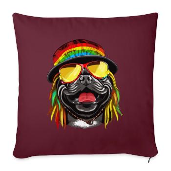 Cooler Rasta Mops bunt - Sofakissenbezug 45 x 45 cm - Burgunderrot - Vorne
