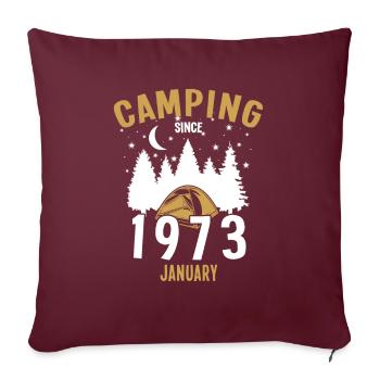 Anniversaire: Camping depuis janvier 1973 Camping - Housse de coussin décorative 45 x 45 cm - bordeaux - Devant