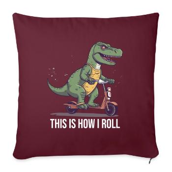 Scootering T Rex C’est comme ça que je roule - Housse de coussin décorative 45 x 45 cm - bordeaux - Devant