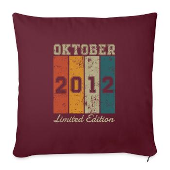 Date de naissance : Octobre 2012 - Edition Limitée Rétro - Housse de coussin décorative 45 x 45 cm - bordeaux - Devant