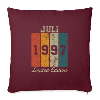 Date de naissance: Juillet 1997 - Edition Limitée Rétro - Housse de coussin décorative 45 x 45 cm - bordeaux - Devant