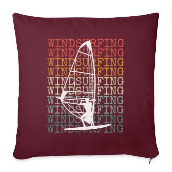 Planche à voile Retro Vintage - Housse de coussin décorative 45 x 45 cm - bordeaux - Devant
