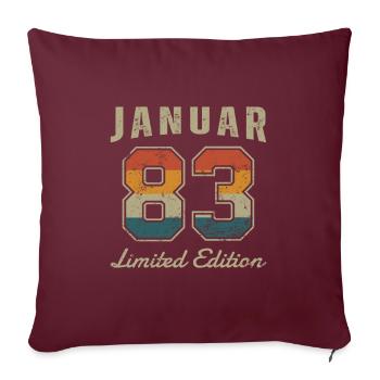 Date de naissance : Janvier 1983 - Edition Limitée Rétro - Housse de coussin décorative 45 x 45 cm - bordeaux - Devant