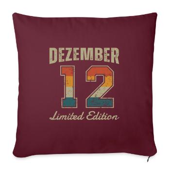 Date de naissance : Décembre 2012 - Edition Limitée Rétro - Housse de coussin décorative 45 x 45 cm - bordeaux - Devant