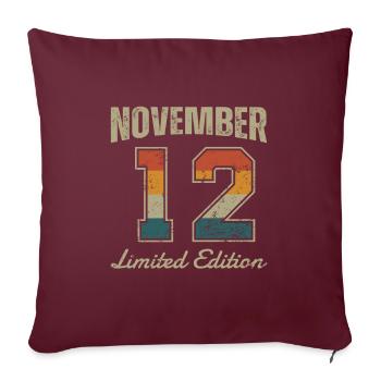 Date de naissance: Novembre 2012 - Limited Edition Retro - Housse de coussin décorative 45 x 45 cm - bordeaux - Devant