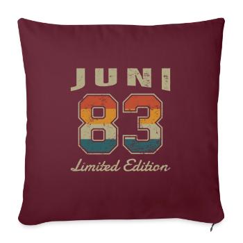 Date de naissance : Juin 1983 - Edition Limitée Rétro - Housse de coussin décorative 45 x 45 cm - bordeaux - Devant