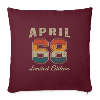 Date de naissance : Avril 1968 - Edition Limitée Rétro - Housse de coussin décorative 45 x 45 cm - bordeaux - Devant