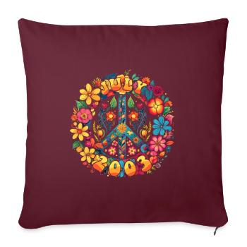 Flower Power Hippie Birthday - Juillet 2003 - Housse de coussin décorative 45 x 45 cm - bordeaux - Devant