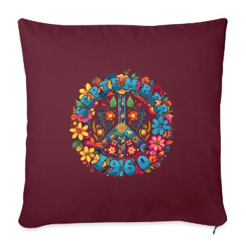Flower Power Hippie Birthday - Septembre 1960 - Housse de coussin décorative 45 x 45 cm - bordeaux - Devant