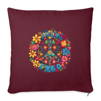 Flower Power Hippie Birthday - Juillet 1960 - Housse de coussin décorative 45 x 45 cm - bordeaux - Devant