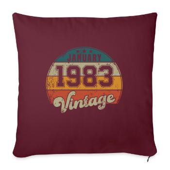 Vintage Geburtstag - Januar 1983 - Geschenkidee - Sofakissenbezug 45 x 45 cm - Burgunderrot - Vorne