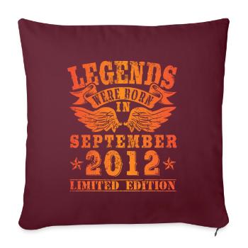 Les légendes sont nées en septembre 2012 Anniversaire - Housse de coussin décorative 45 x 45 cm - bordeaux - Devant