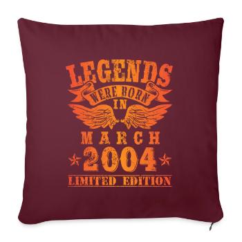 Legends sont nés en Mars 2004 Anniversaire - Housse de coussin décorative 45 x 45 cm - bordeaux - Devant
