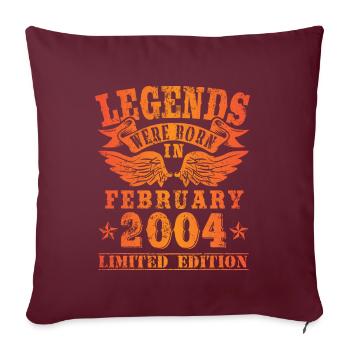 Legends sont nés en Février 2004 Anniversaire - Housse de coussin décorative 45 x 45 cm - bordeaux - Devant