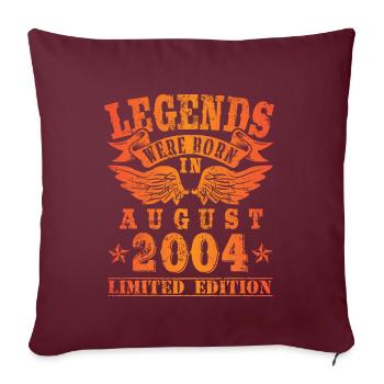 Legends sont nés en Août 2004 Anniversaire - Housse de coussin décorative 45 x 45 cm - bordeaux - Devant