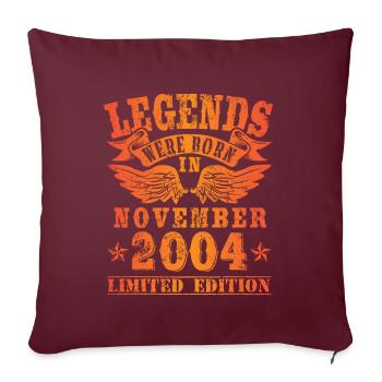 Legends sont nés en Novembre 2004 Anniversaire - Housse de coussin décorative 45 x 45 cm - bordeaux - Devant