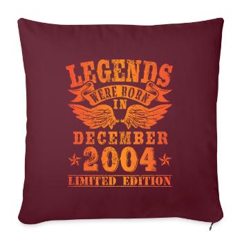 Legends sont nés en Décembre 2004 Anniversaire - Housse de coussin décorative 45 x 45 cm - bordeaux - Devant