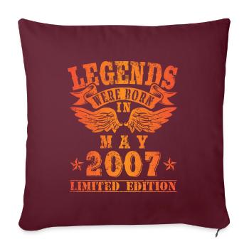 Les légendes sont nées en mai 2007 Anniversaire - Housse de coussin décorative 45 x 45 cm - bordeaux - Devant