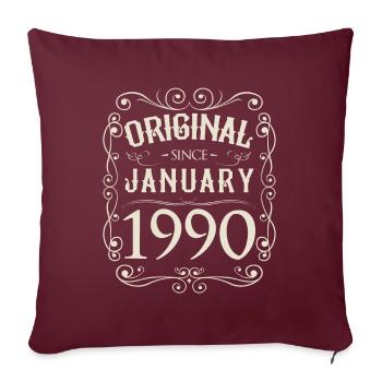 Vintage - Original since Januar 1990 Geburtstag - Sofakissenbezug 45 x 45 cm - Burgunderrot - Vorne