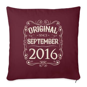 Millésime - Original depuis septembre 2016 Anniversaire - Housse de coussin décorative 45 x 45 cm - bordeaux - Devant