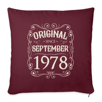 Vintage - Original depuis septembre 1978 Anniversaire - Housse de coussin décorative 45 x 45 cm - bordeaux - Devant