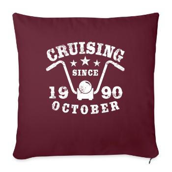 Cruising Biker Geburtstag Oktober 1990 Motorrad - Sofakissenbezug 45 x 45 cm - Burgunderrot - Vorne
