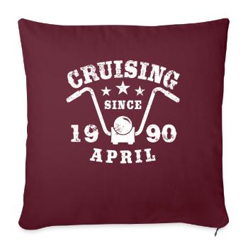 Cruising Biker Geburtstag April 1990 Motorrad - Sofakissenbezug 45 x 45 cm - Burgunderrot - Vorne