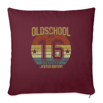 Février 2016 - Anniversaire en février Oldschool - Housse de coussin décorative 45 x 45 cm - bordeaux - Devant