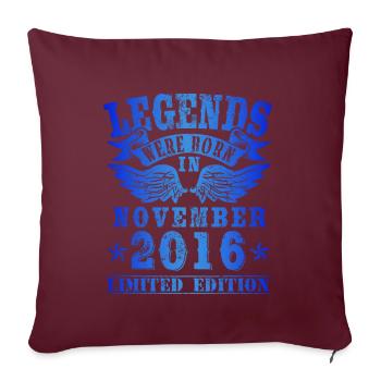 Les légendes sont nées en novembre 2016 Anniversaire - Housse de coussin décorative 45 x 45 cm - bordeaux - Devant
