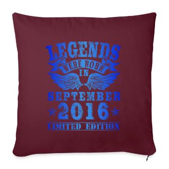 Les légendes sont nées en septembre 2016 Anniversaire - Housse de coussin décorative 45 x 45 cm - bordeaux - Devant
