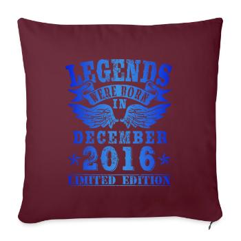 Les légendes sont nées en décembre 2016 Anniversaire - Housse de coussin décorative 45 x 45 cm - bordeaux - Devant