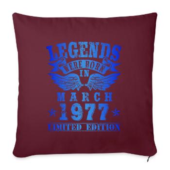 Les légendes sont nées en mars 1977 Anniversaire - Housse de coussin décorative 45 x 45 cm - bordeaux - Devant