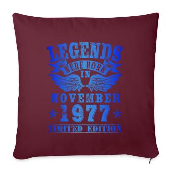Les légendes sont nées en novembre 1977 Anniversaire - Housse de coussin décorative 45 x 45 cm - bordeaux - Devant