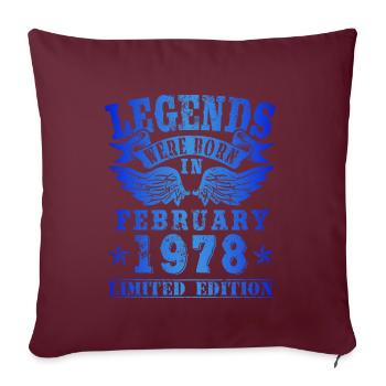 Les légendes sont nées en février 1978 Anniversaire - Housse de coussin décorative 45 x 45 cm - bordeaux - Devant
