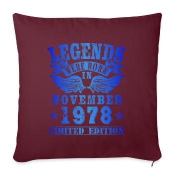 Les légendes sont nées en novembre 1978 Anniversaire - Housse de coussin décorative 45 x 45 cm - bordeaux - Devant