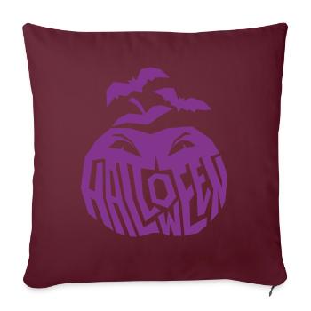 Citrouille effrayante violette - Housse de coussin décorative 45 x 45 cm - bordeaux - Devant