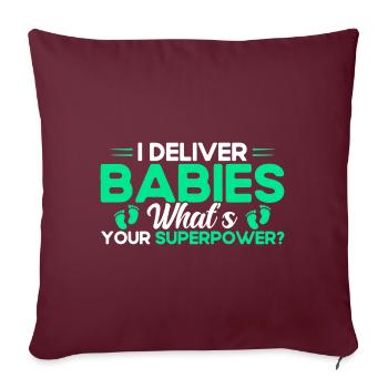 Obstétricien Doula Cadeau de sage-femme - Housse de coussin décorative 45 x 45 cm - bordeaux - Devant