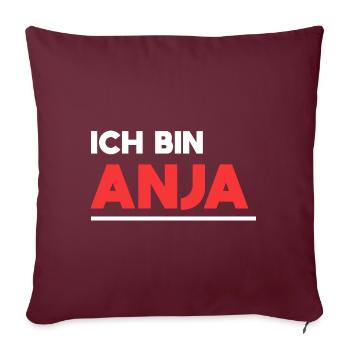 Anja Name Spruch für stolze Anjas - Sofakissenbezug 45 x 45 cm - Burgunderrot - Vorne