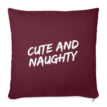 Police de pinceau blanche « Mignon et coquine » - Housse de coussin décorative 45 x 45 cm - bordeaux - Devant
