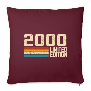Né en 2000 - Vintage 2000 Anniversaire Rétro - Housse de coussin décorative 45 x 45 cm - bordeaux - Devant