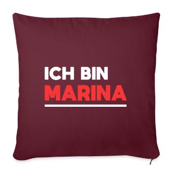Marina Name Spruch für stolze Marinas - Sofakissenbezug 45 x 45 cm - Burgunderrot - Vorne