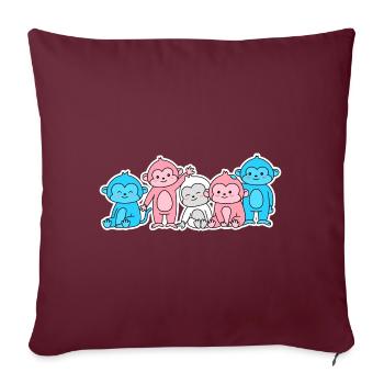 Conception de singe de drapeau trans pour les personnes trans - Housse de coussin décorative 45 x 45 cm - bordeaux - Devant