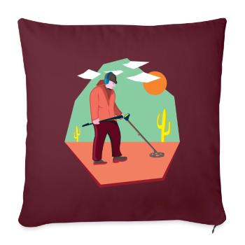 Sondler in der Wueste auf Schatzsuche mit Sonde - Sofakissenbezug 45 x 45 cm - Burgunderrot - Vorne
