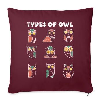 Espèces De Hibou Ornithologe Hibou - Housse de coussin décorative 45 x 45 cm - bordeaux - Devant